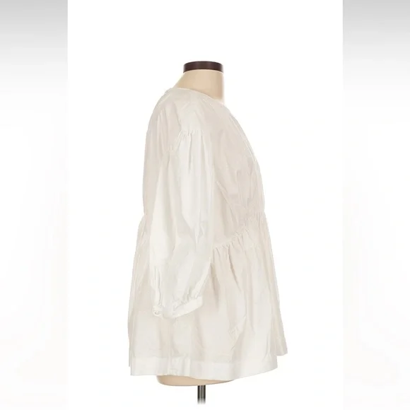 Simone Rocha Women’s Cream Peasant Blouse - Classic Lightweight Top - Picture 3 of 7